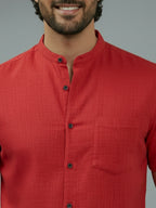 BULL FIRE Half Sleeve Chinese Collar Cotton Regular Fit Shirt For Men