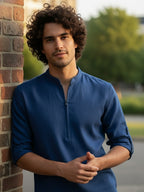 BULL FIRE Zipper Style Pure Cotton Full Sleeve Short Kurta