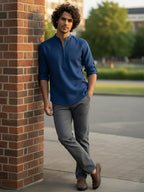 BULL FIRE Zipper Style Pure Cotton Full Sleeve Short Kurta