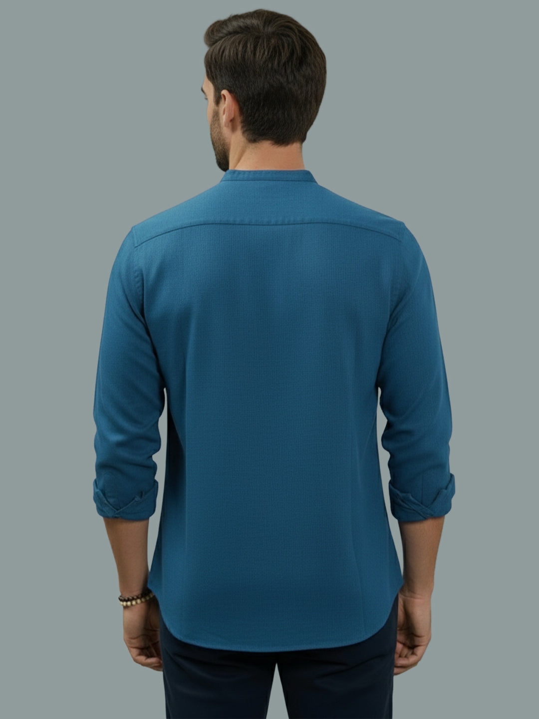 BULL FIRE Chinese Collar Full Sleeve Cotton Regular Fit Shirt For Men