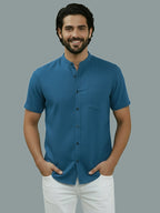 BULL FIRE Half Sleeve Chinese Collar Cotton Regular Fit Shirt For Men
