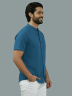 BULL FIRE Half Sleeve Chinese Collar Cotton Regular Fit Shirt For Men