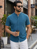 BULL FIRE Half Sleeve Chinese Collar Cotton Regular Fit Shirt For Men