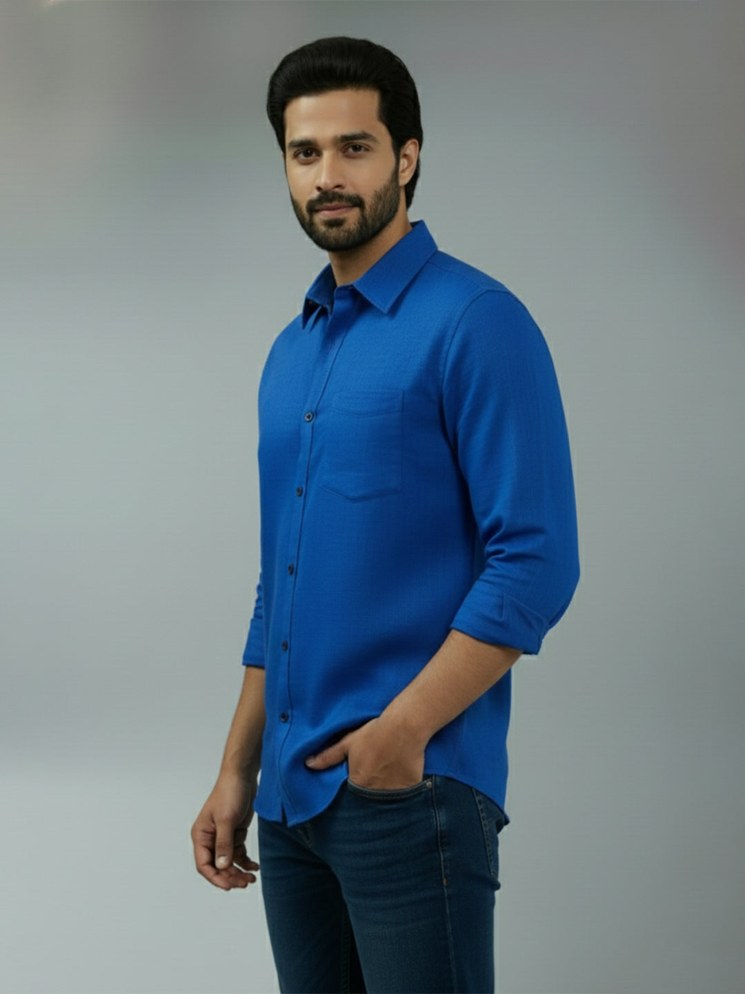 BULL FIRE Spread Collar Full Sleeve Cotton Regular Fit  Shirt for Men