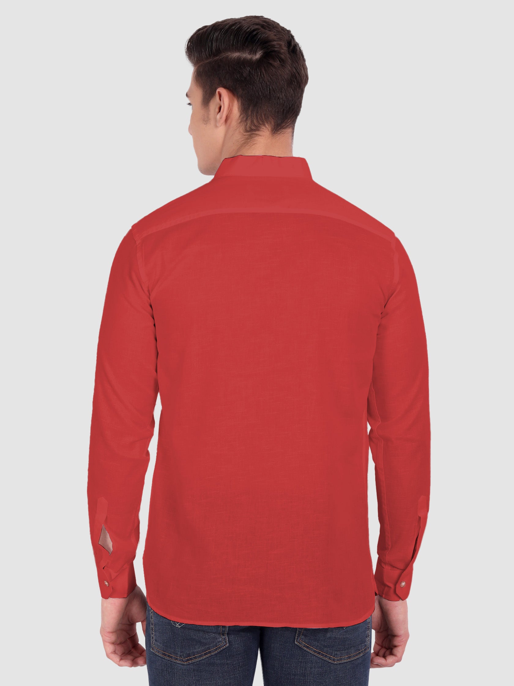 BULL FIRE Men Full Sleeve Roll Up Style Chinese Collar Cotton Kurta