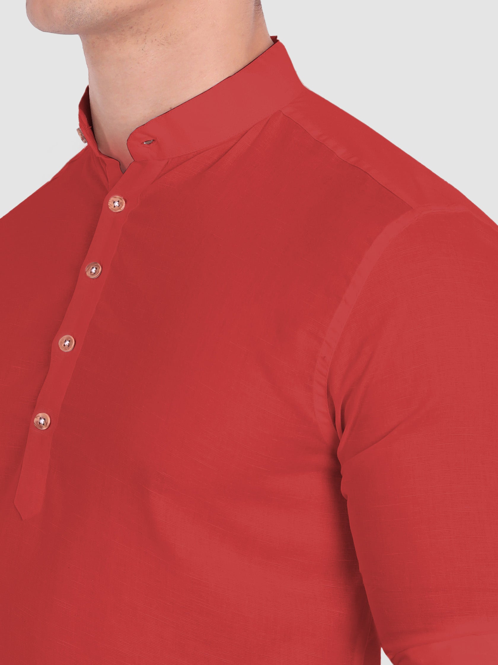 BULL FIRE Men Full Sleeve Roll Up Style Chinese Collar Cotton Kurta