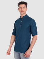 BULL FIRE Men Full Sleeve Roll Up Style Chinese Collar Cotton Kurta