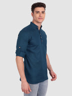 BULL FIRE Men Full Sleeve Roll Up Style Chinese Collar Cotton Kurta