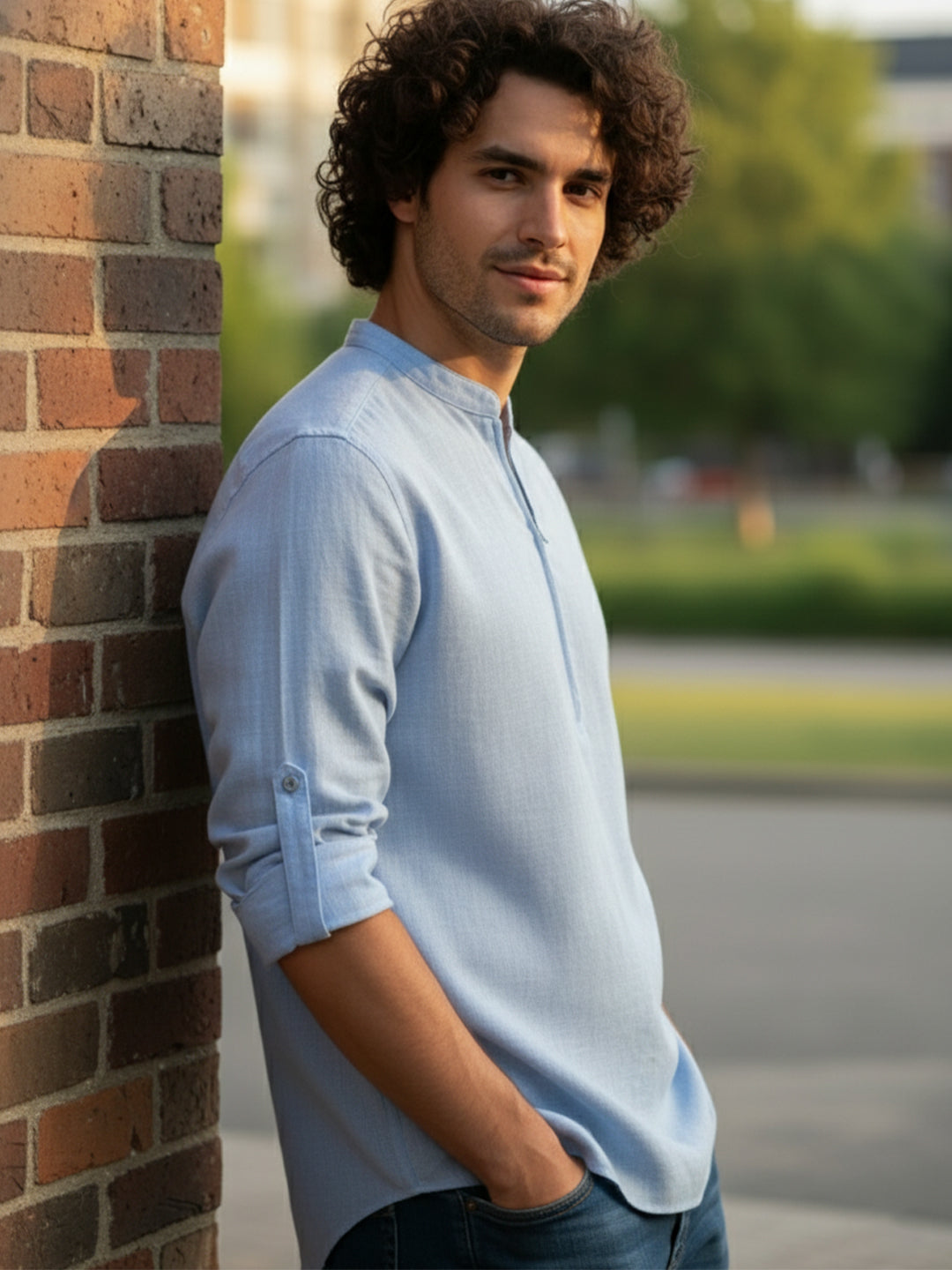 BULL FIRE Zipper Style Pure Cotton Full Sleeve Short Kurta
