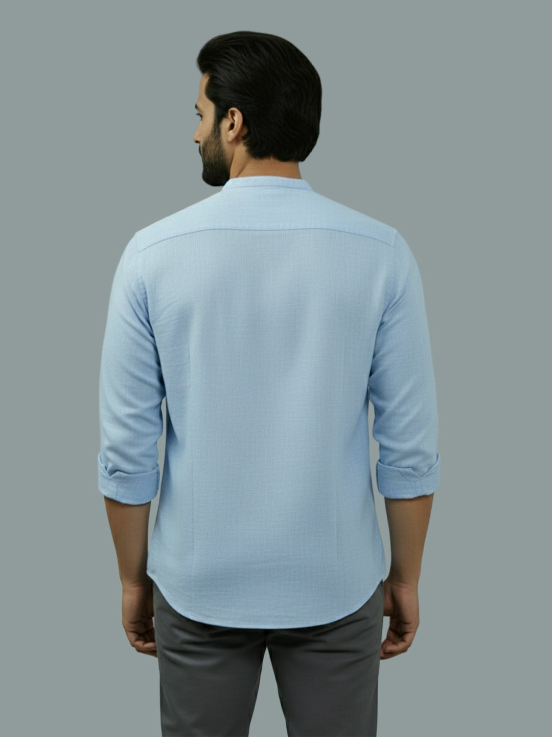 BULL FIRE Chinese Collar Full Sleeve Cotton Regular Fit Shirt For Men