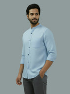 BULL FIRE Chinese Collar Full Sleeve Cotton Regular Fit Shirt For Men
