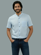 BULL FIRE Half Sleeve Chinese Collar Cotton Regular Fit Shirt For Men
