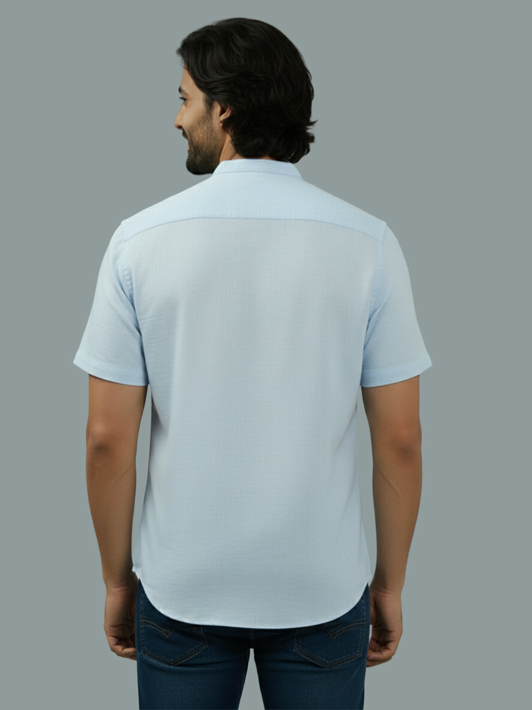 BULL FIRE Half Sleeve Chinese Collar Cotton Regular Fit Shirt For Men