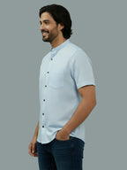 BULL FIRE Half Sleeve Chinese Collar Cotton Regular Fit Shirt For Men