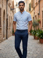 BULL FIRE Half Sleeve Chinese Collar Cotton Regular Fit Shirt For Men