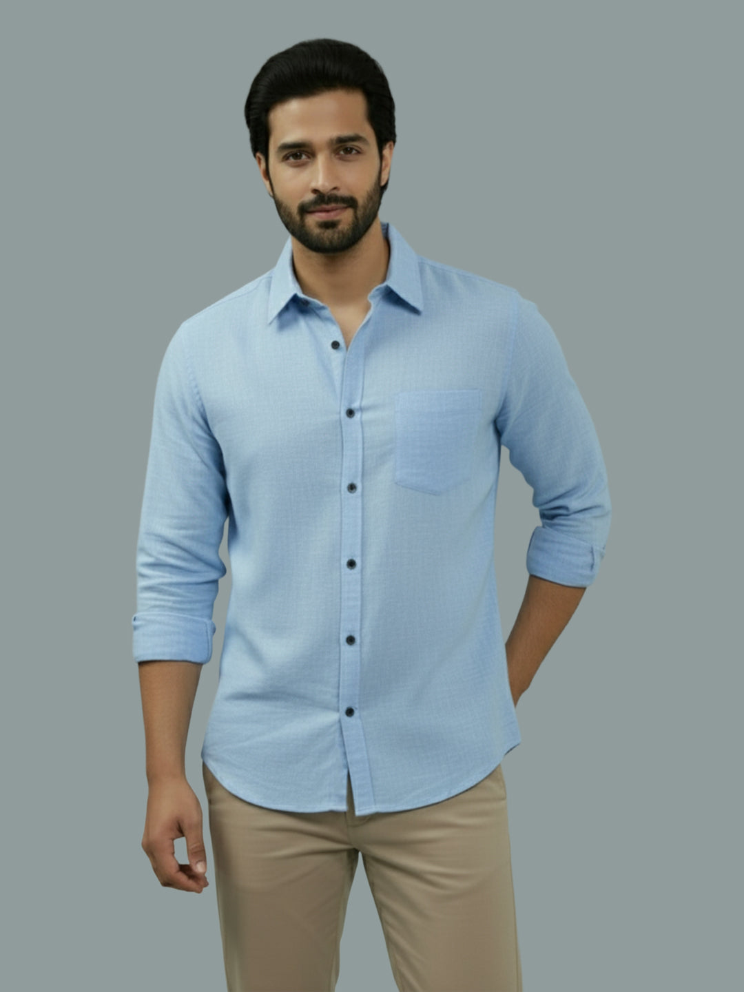 BULL FIRE Spread Collar Full Sleeve Cotton Regular Fit  Shirt for Men