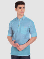 BULL FIRE Men Full Sleeve Roll Up Sleeve Style Spread Collar Pure Cotton Kurta