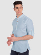 BULL FIRE Men Full Sleeve Roll Up Style Chinese Collar Cotton Kurta