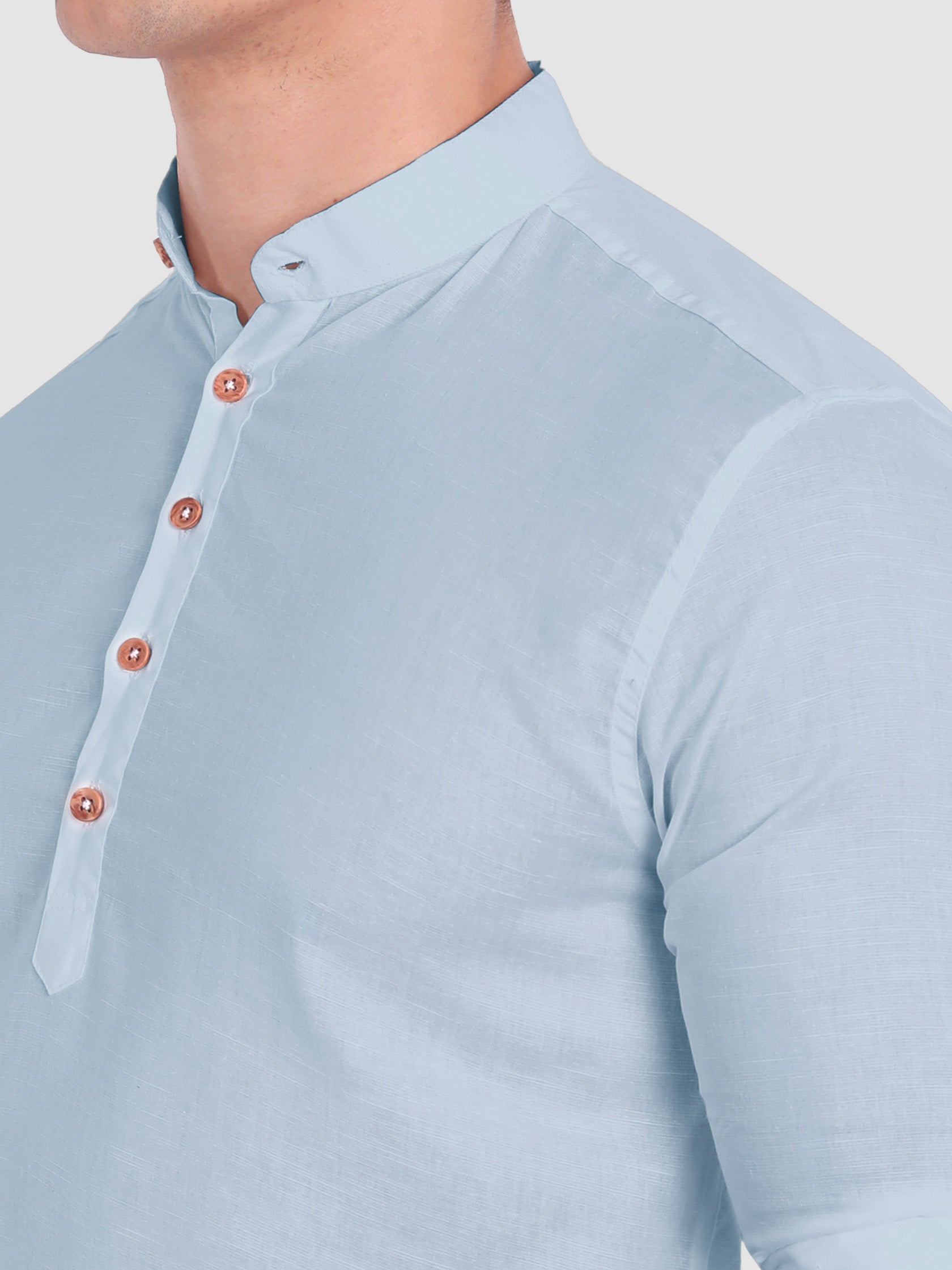 BULL FIRE Men Full Sleeve Roll Up Style Chinese Collar Cotton Kurta