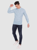BULL FIRE Men Full Sleeve Roll Up Style Chinese Collar Cotton Kurta