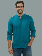 BULL FIRE Chinese Collar Full Sleeve Cotton Regular Fit Shirt For Men