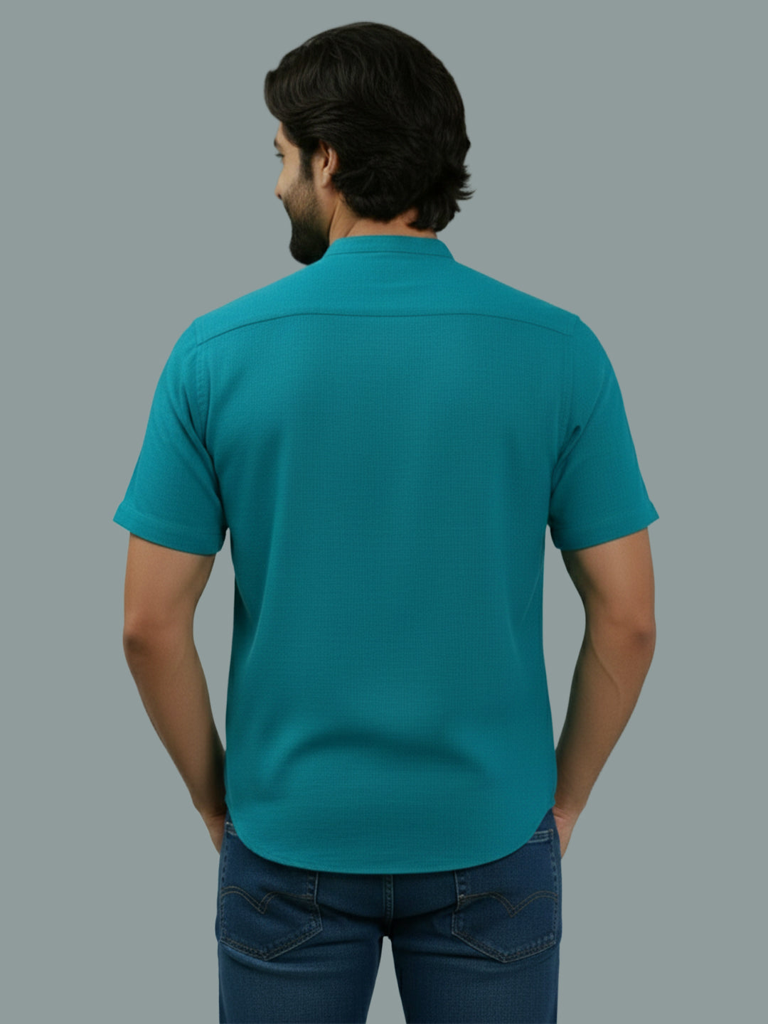 BULL FIRE Half Sleeve Chinese Collar Cotton Regular Fit Shirt For Men
