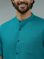 BULL FIRE Half Sleeve Chinese Collar Cotton Regular Fit Shirt For Men
