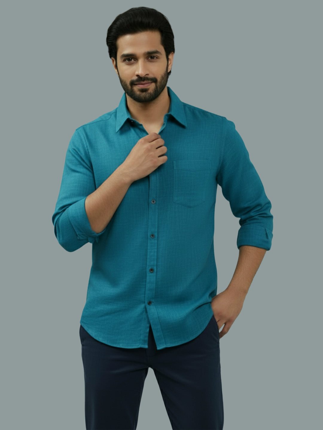 BULL FIRE Spread Collar Full Sleeve Cotton Regular Fit  Shirt for Men
