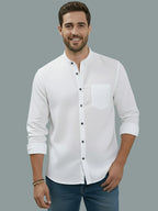 BULL FIRE Chinese Collar Full Sleeve Cotton Regular Fit Shirt For Men