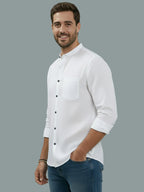 BULL FIRE Chinese Collar Full Sleeve Cotton Regular Fit Shirt For Men