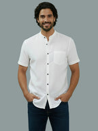 BULL FIRE Half Sleeve Chinese Collar Cotton Regular Fit Shirt For Men
