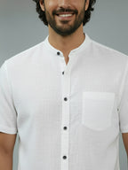 BULL FIRE Half Sleeve Chinese Collar Cotton Regular Fit Shirt For Men