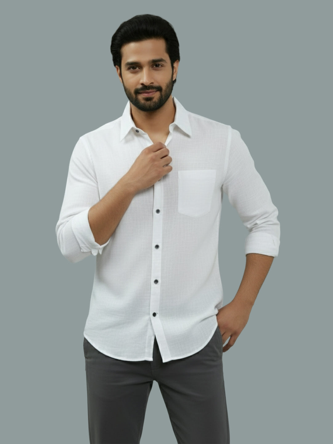 BULL FIRE Spread Collar Full Sleeve Cotton Regular Fit  Shirt for Men