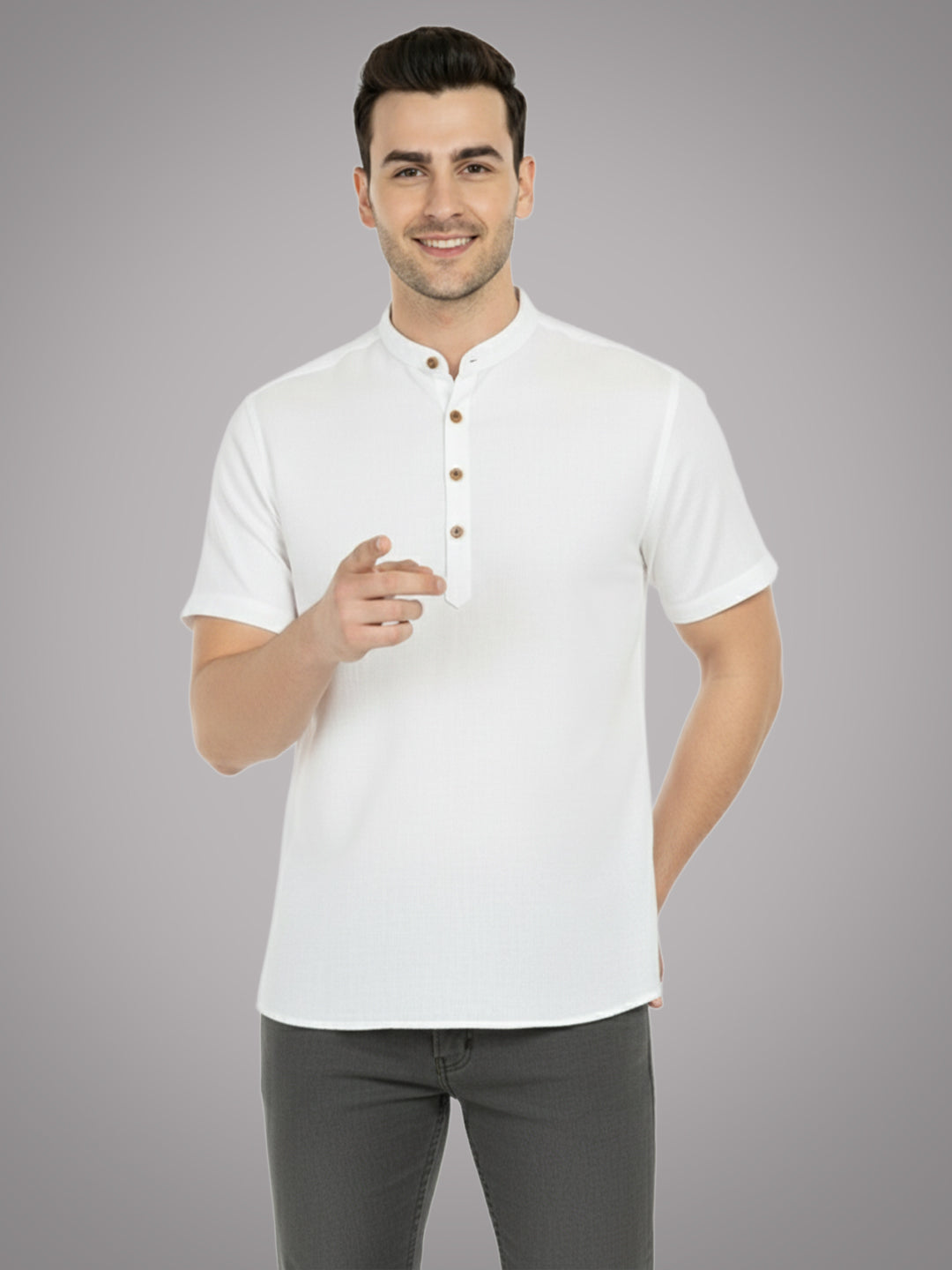BULL FIRE Half Sleeve Kurta Regular Fit for Men