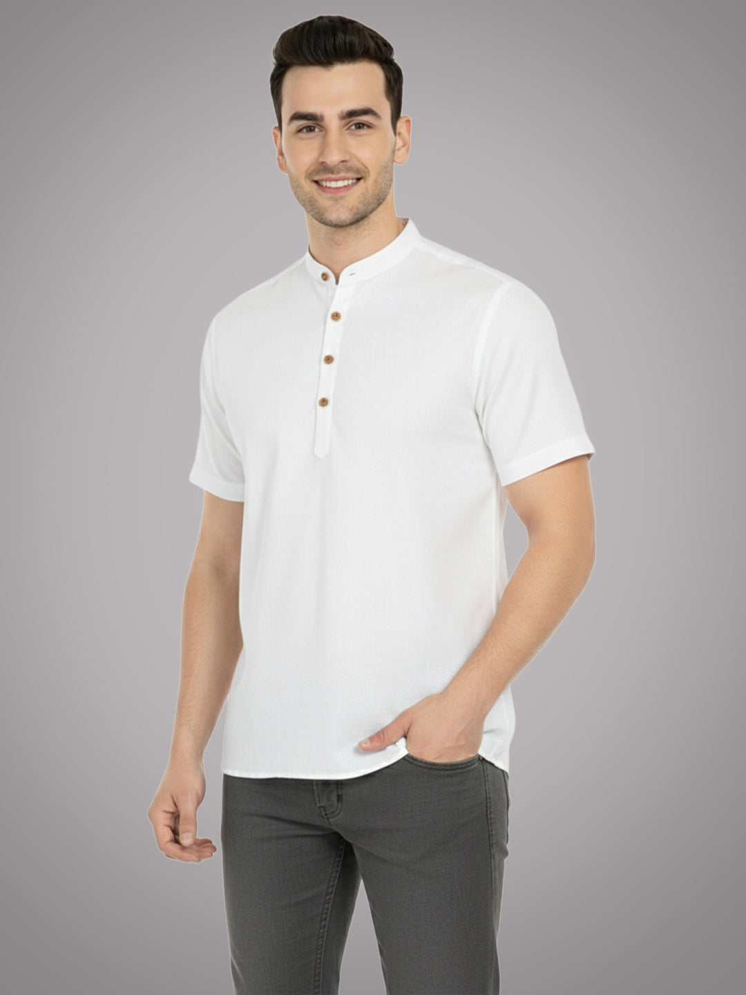 BULL FIRE Half Sleeve Kurta Regular Fit for Men