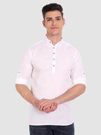 BULL FIRE Men Full Sleeve Roll Up Style Chinese Collar Cotton Kurta