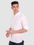 BULL FIRE Men Full Sleeve Roll Up Style Chinese Collar Cotton Kurta
