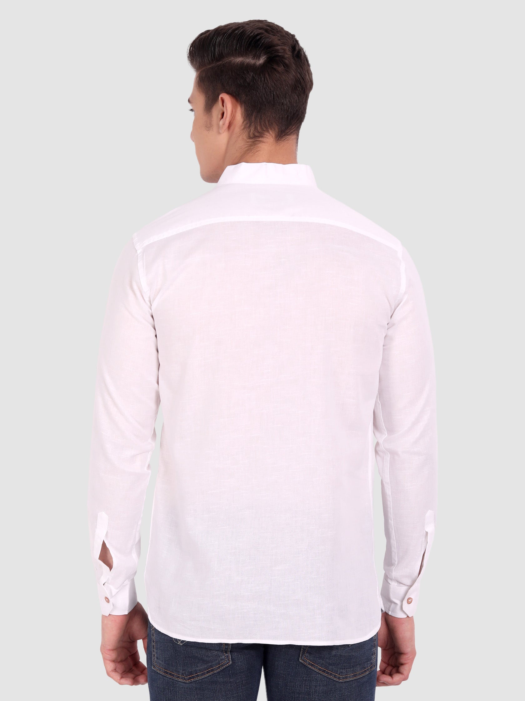 BULL FIRE Men Full Sleeve Roll Up Style Chinese Collar Cotton Kurta