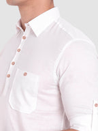 BULL FIRE Men Full Sleeve Roll Up Sleeve Style Spread Collar Pure Cotton Kurta