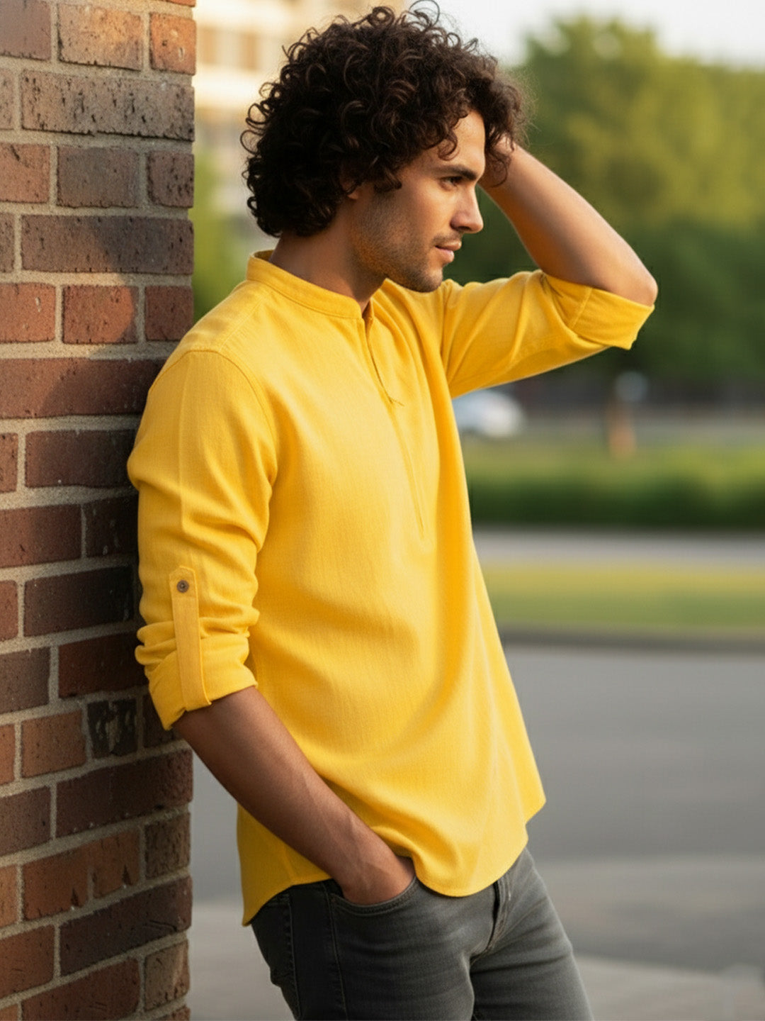 BULL FIRE Zipper Style Pure Cotton Full Sleeve Short Kurta