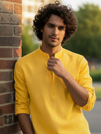 BULL FIRE Zipper Style Pure Cotton Full Sleeve Short Kurta