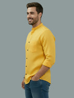 BULL FIRE Chinese Collar Full Sleeve Cotton Regular Fit Shirt For Men