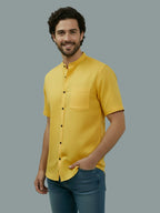 BULL FIRE Half Sleeve Chinese Collar Cotton Regular Fit Shirt For Men