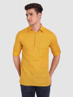 BULL FIRE Men Full Sleeve Roll Up Sleeve Style Spread Collar Pure Cotton Kurta