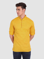 BULL FIRE Men Full Sleeve Roll Up Style Chinese Collar Cotton Kurta