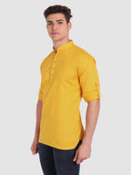 BULL FIRE Men Full Sleeve Roll Up Style Chinese Collar Cotton Kurta
