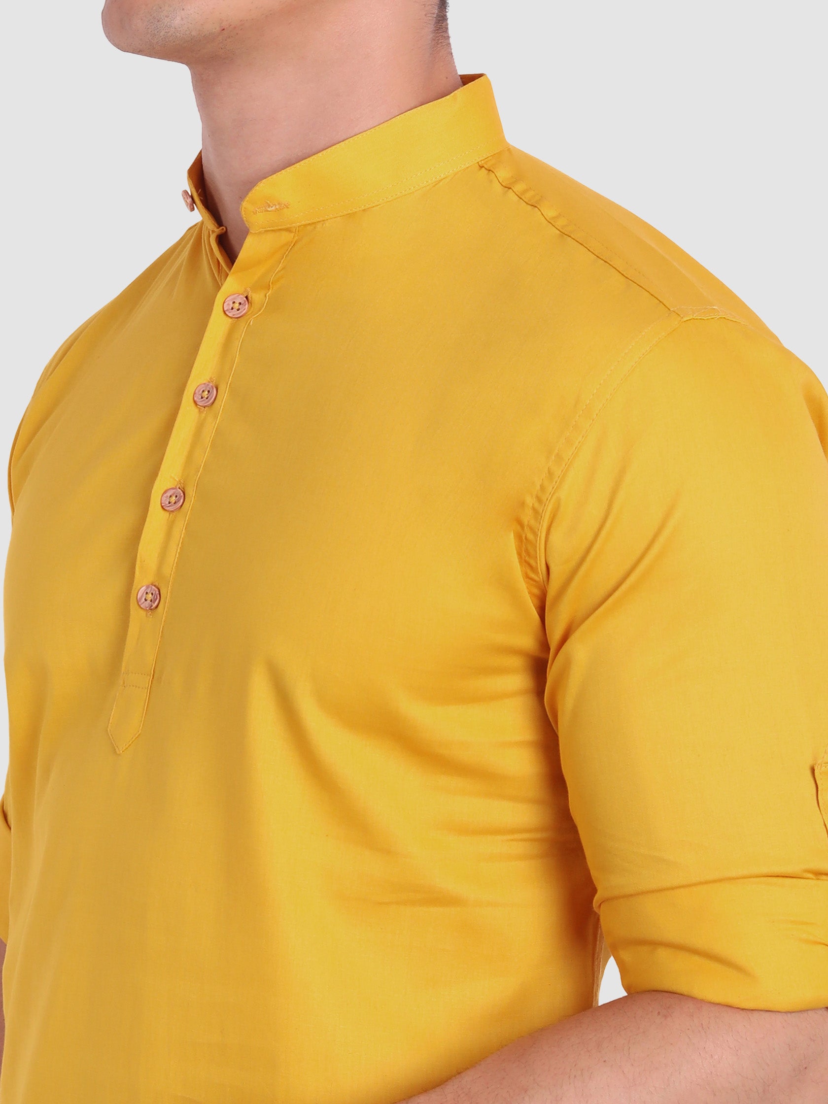 BULL FIRE Men Full Sleeve Roll Up Style Chinese Collar Cotton Kurta