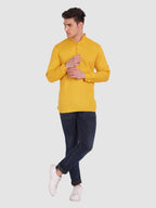 BULL FIRE Men Full Sleeve Roll Up Style Chinese Collar Cotton Kurta